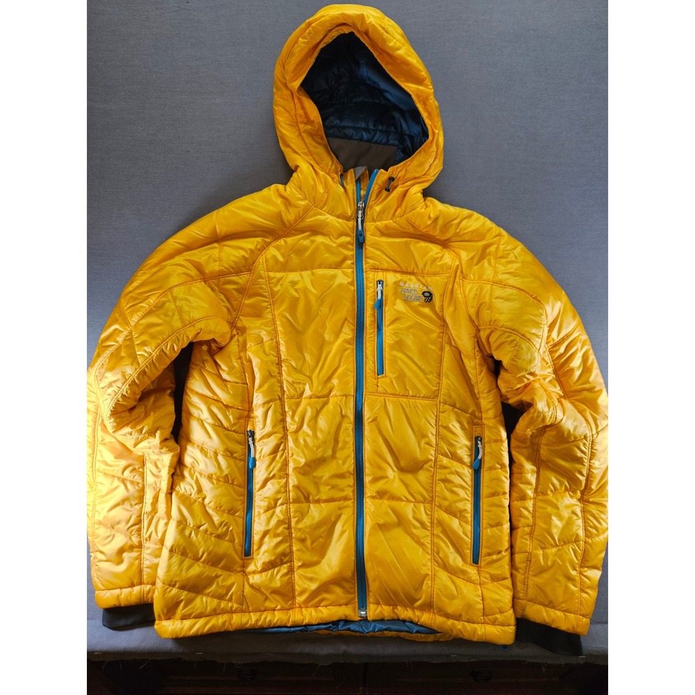 Mountain Hardwear Mens Yellow Hooded Puffer Jacket Insulated Ripstop Size M